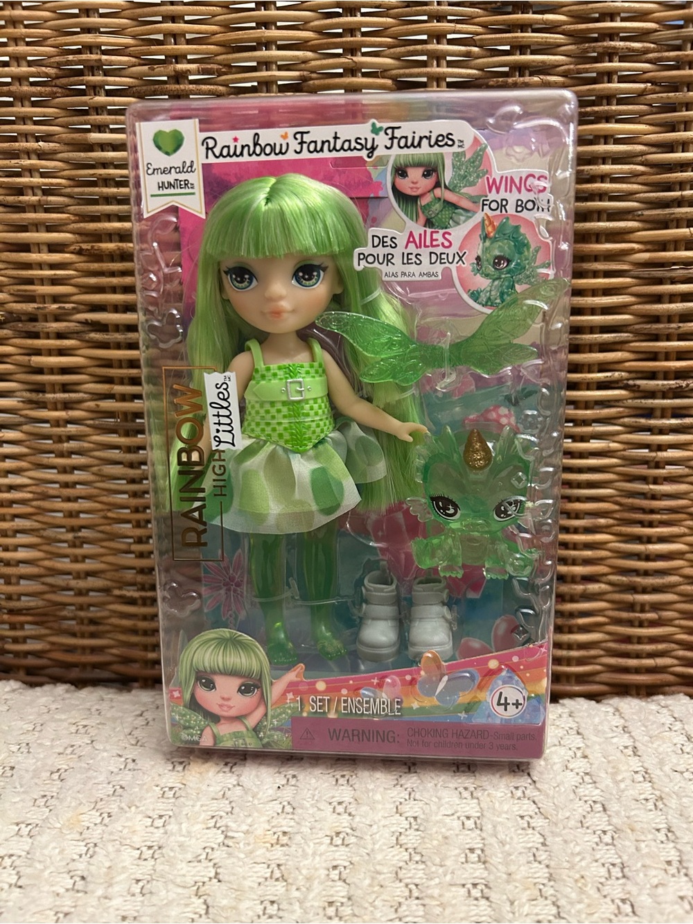Rainbow Emerald Hunter Fairy Doll in Green with Matching Green Pet